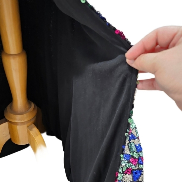 Missord Sexy V-Cut Strapless Sequin Multi Color Mermaid Dress With High Split - Picture 11 of 13